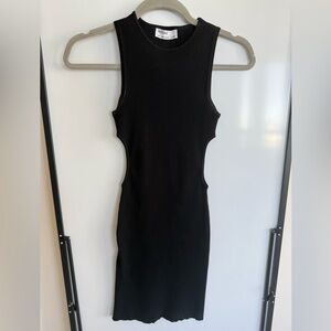 Bershka Black Ribbed Cutout Dress
